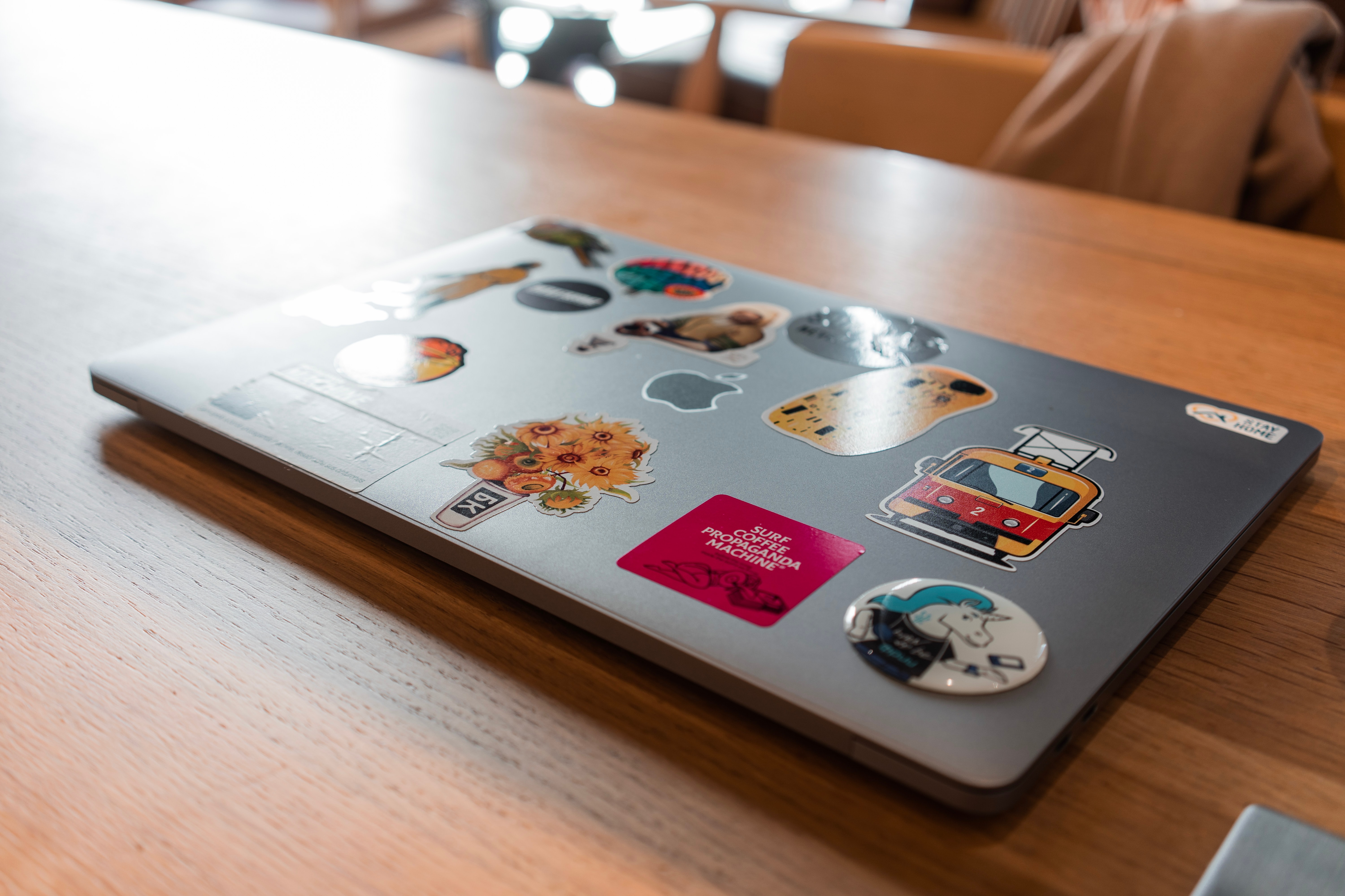 Stickers on a laptop in your home
