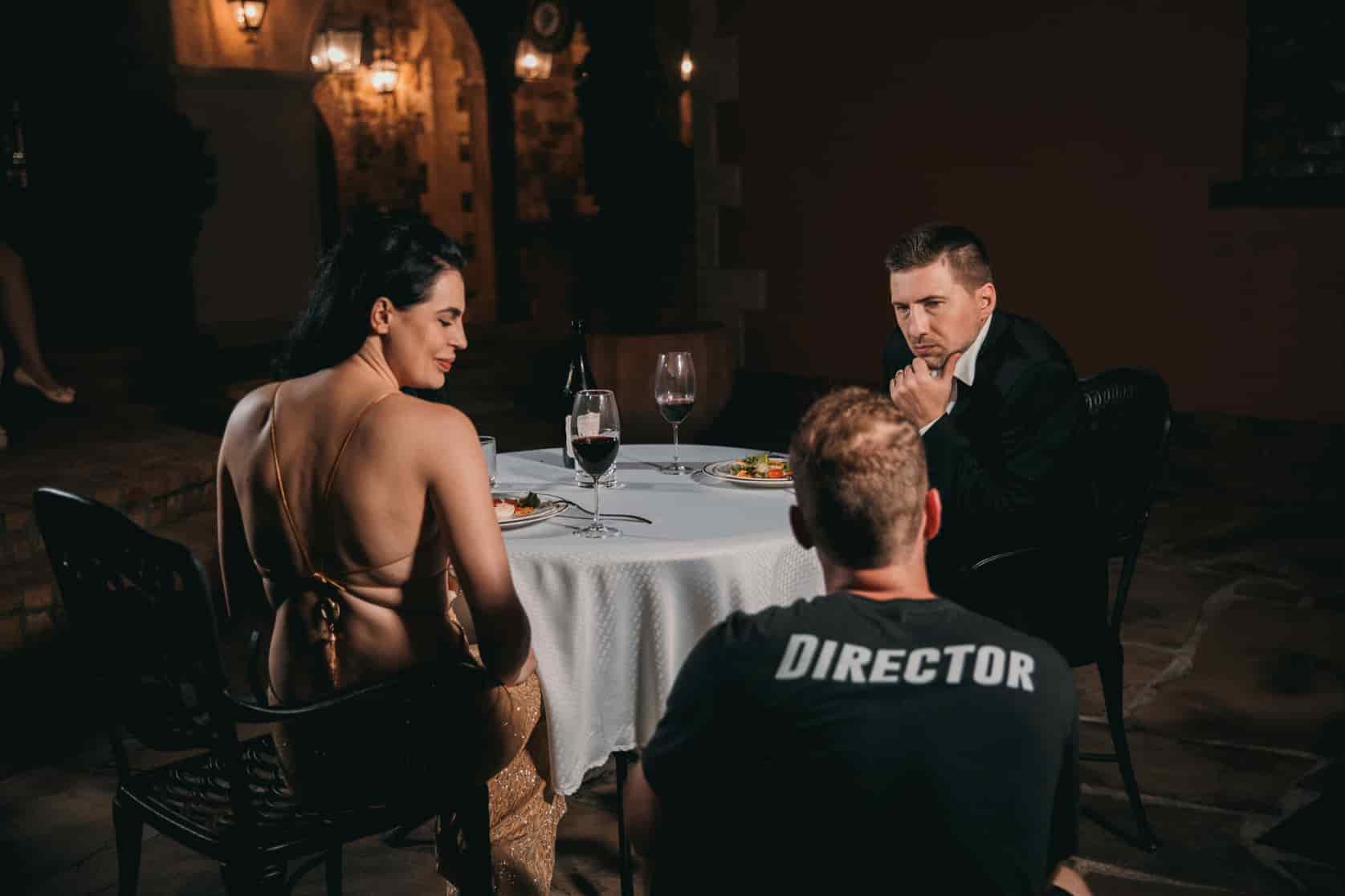Movie director with actors