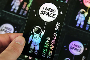 Holographic spaceman sticker