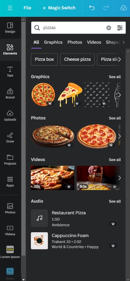 Pizza elements in Canva | Stickers.com